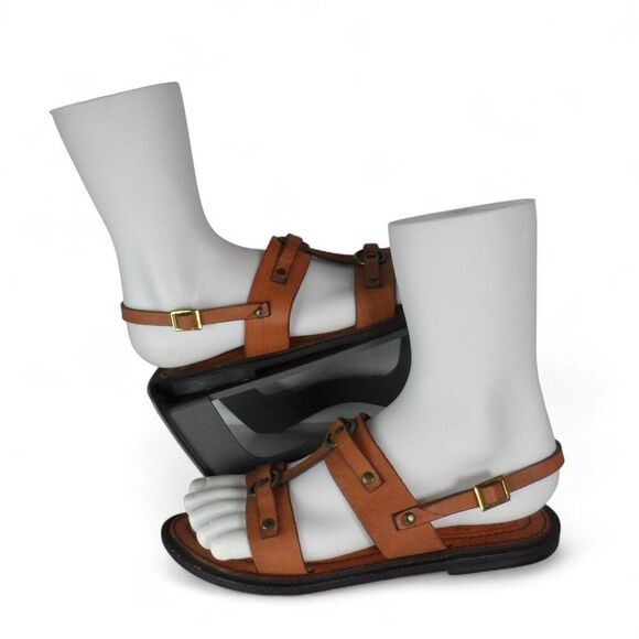 Vintage Made in Italy 1508 Leather Slingback Sandals Brown Women's 7M - Picture 1 of 11